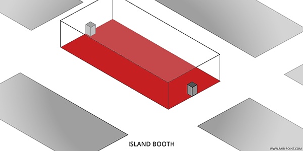 A graphic presenting the island trade show booth type