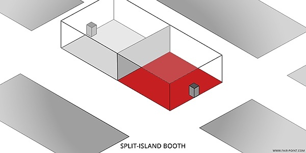 Split-island trade show booth type